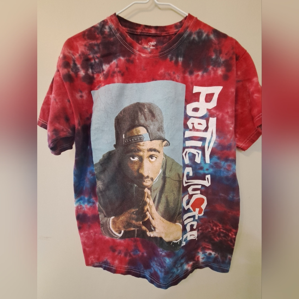 Poetic Justice TUPAC SHAKUR Red Tie Die Short Sleeve T-Shirt Men's Size M